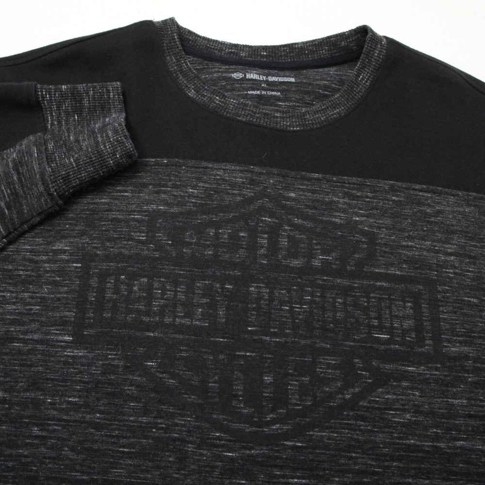 Harley Davidson Sweatshirt Mens Extra Large Black Heather Shield Logo
